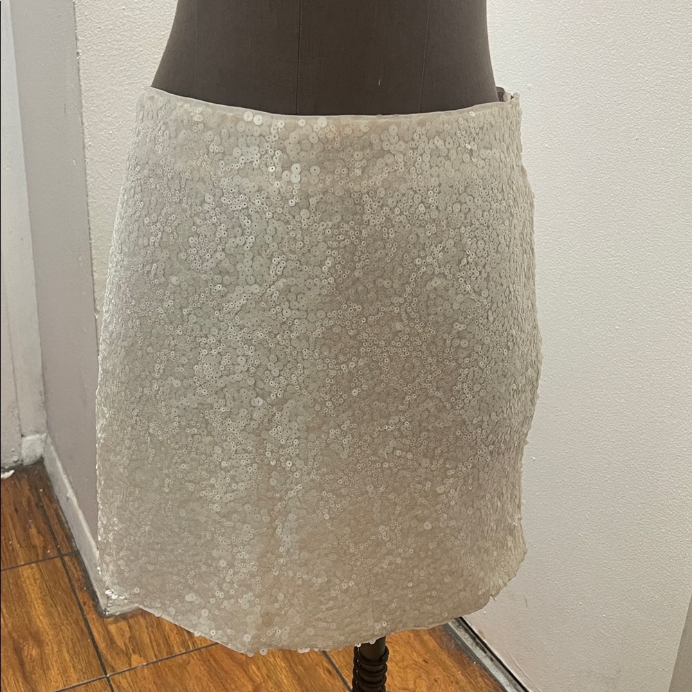 H&M White Sequin Mini Skirt